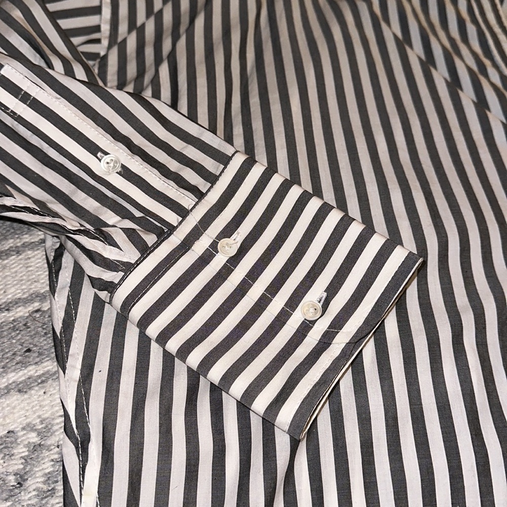 Nili Lotan 3/4 Sleeve Stripe Button Down Shirt - Picture 3 of 6